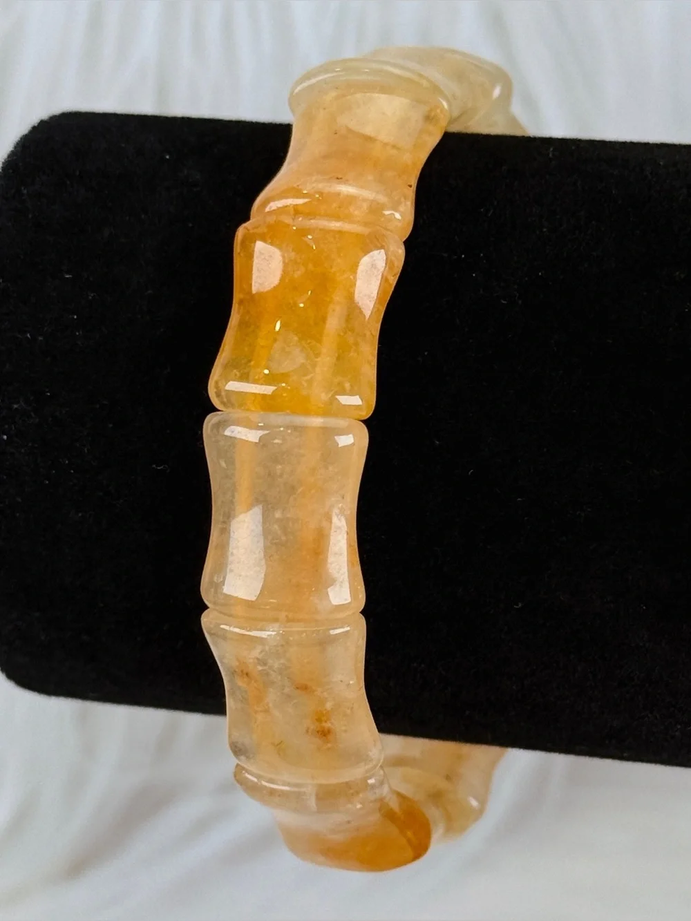 Citrine Beaded Bamboo Shape Stretch Bracelet